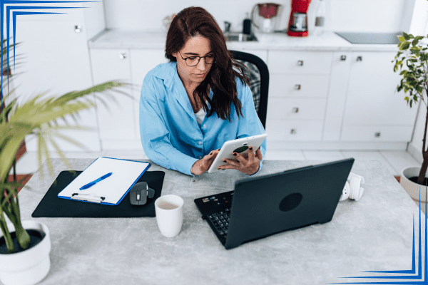 woman looking at google business profile