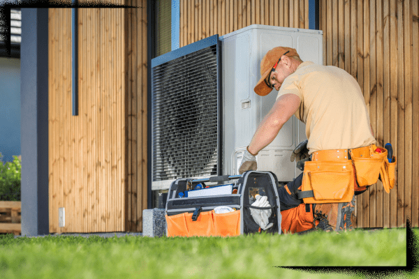 man with tools working on ac